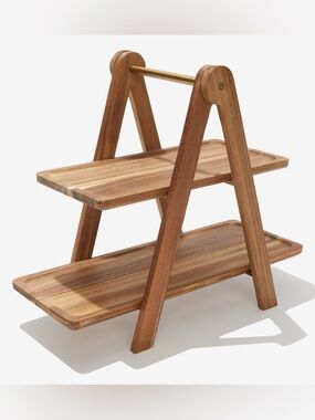 Macy Blackwell x Short Stories Tiered App Tray Acacia Wood and Metal Rod